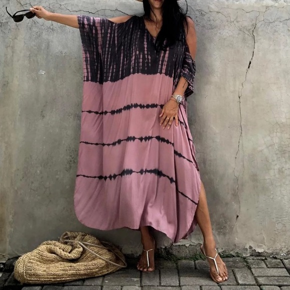 Other - SOLD OUT Tie Dye Cold Shoulder Coverup Maxi Dress